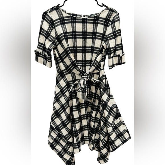 Anthropologie Eva Franco Rienne Feminine Black White Plaid Dress Size 6 - Picture 6 of 11